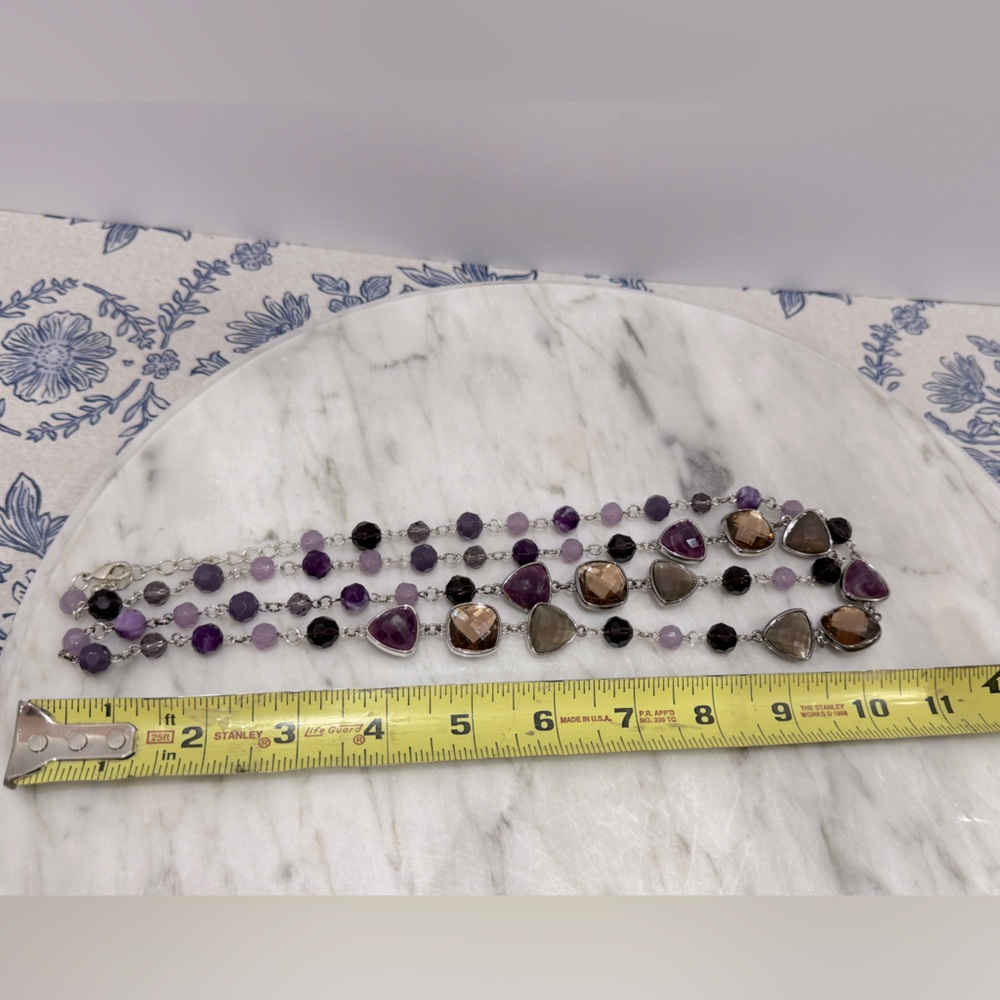 Elegant Purple and Brown Beaded Necklace - Picture 4 of 4